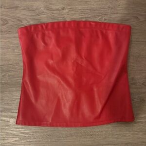 Red Strapless Leather Top